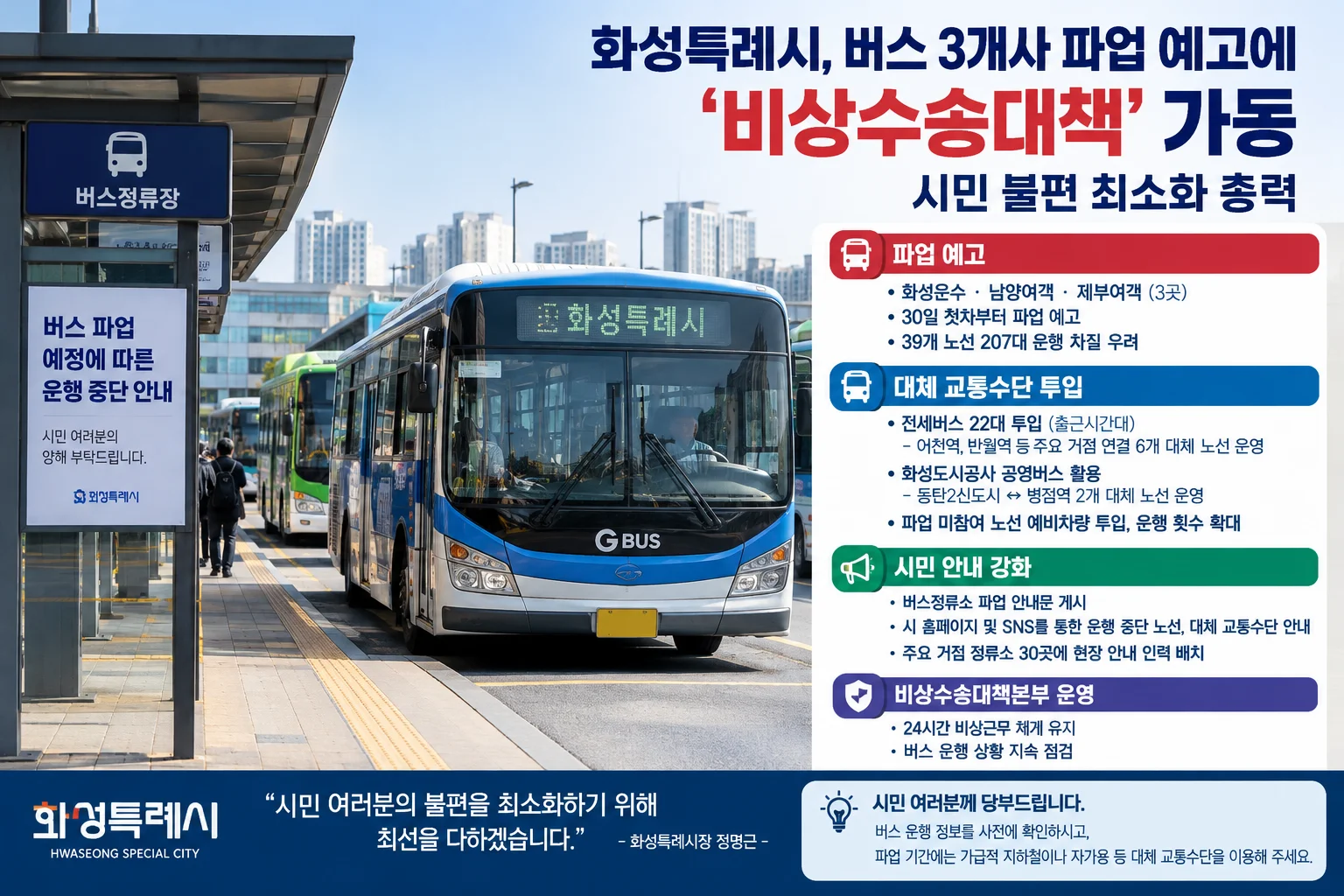 화성특례시 버스 파업 비상수송대책 /  본 이미지는 인공지능(AI)을 활용해 제작한 이미지입니다.